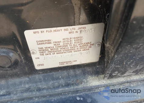 2005 Saab 9-2X Linear из США, поврежденный, VIN JF4GG61605G057550